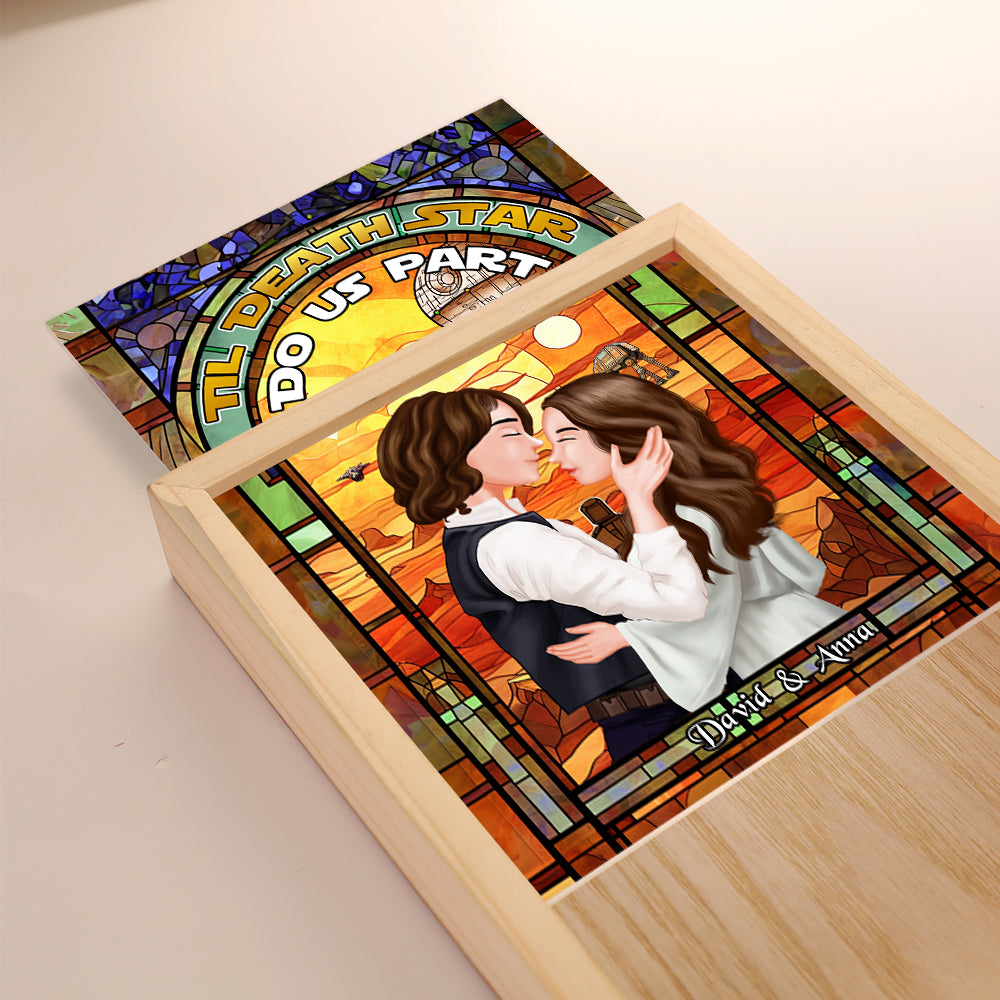 Personalized Kissing Couple Light Frame - Til Death Star Light Picture Frame PopCulturePrints