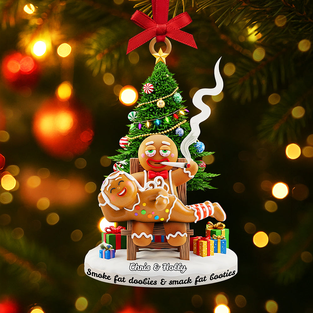 Smoking Gingerbreads - Personalized Funny Christmas Ornament for Couples Ornament PopCulturePrints