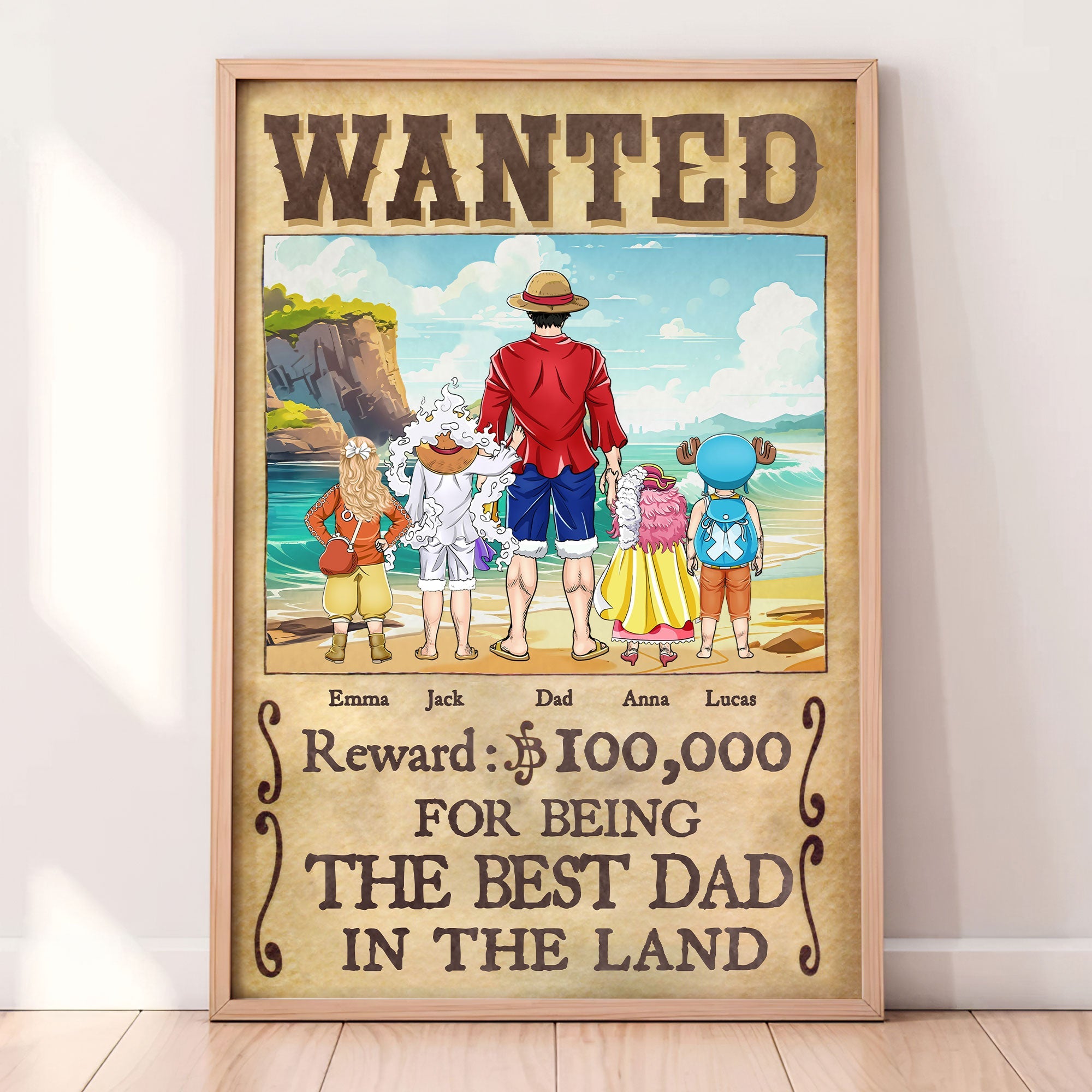 Wanted: Best Dad - Personalized Family Canvas Print Poster & Canvas PopCulturePrints