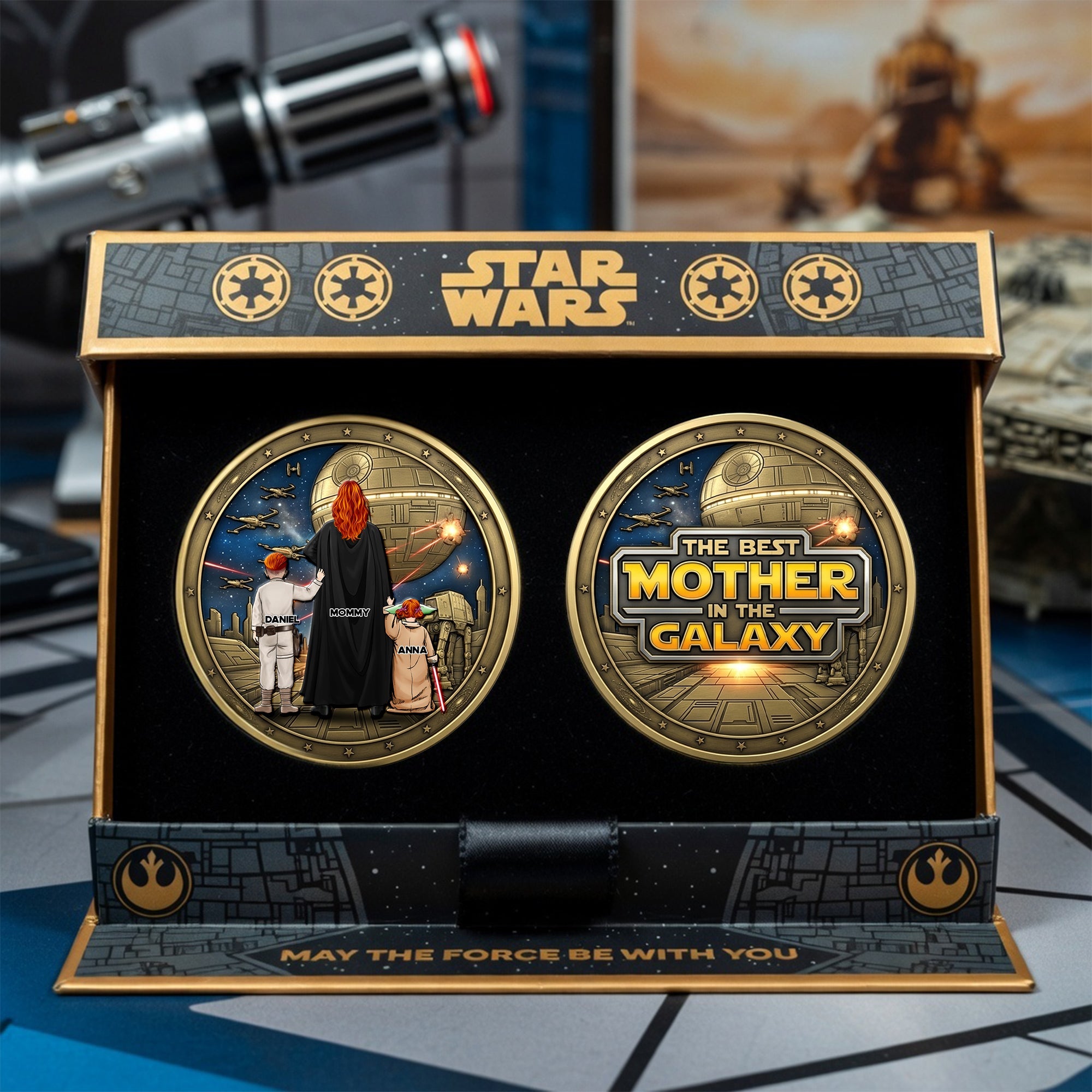 "The Best Mother in the Galaxy" - Personalized Metal Coin for Moms and Grandmas Coin PopCulturePrints