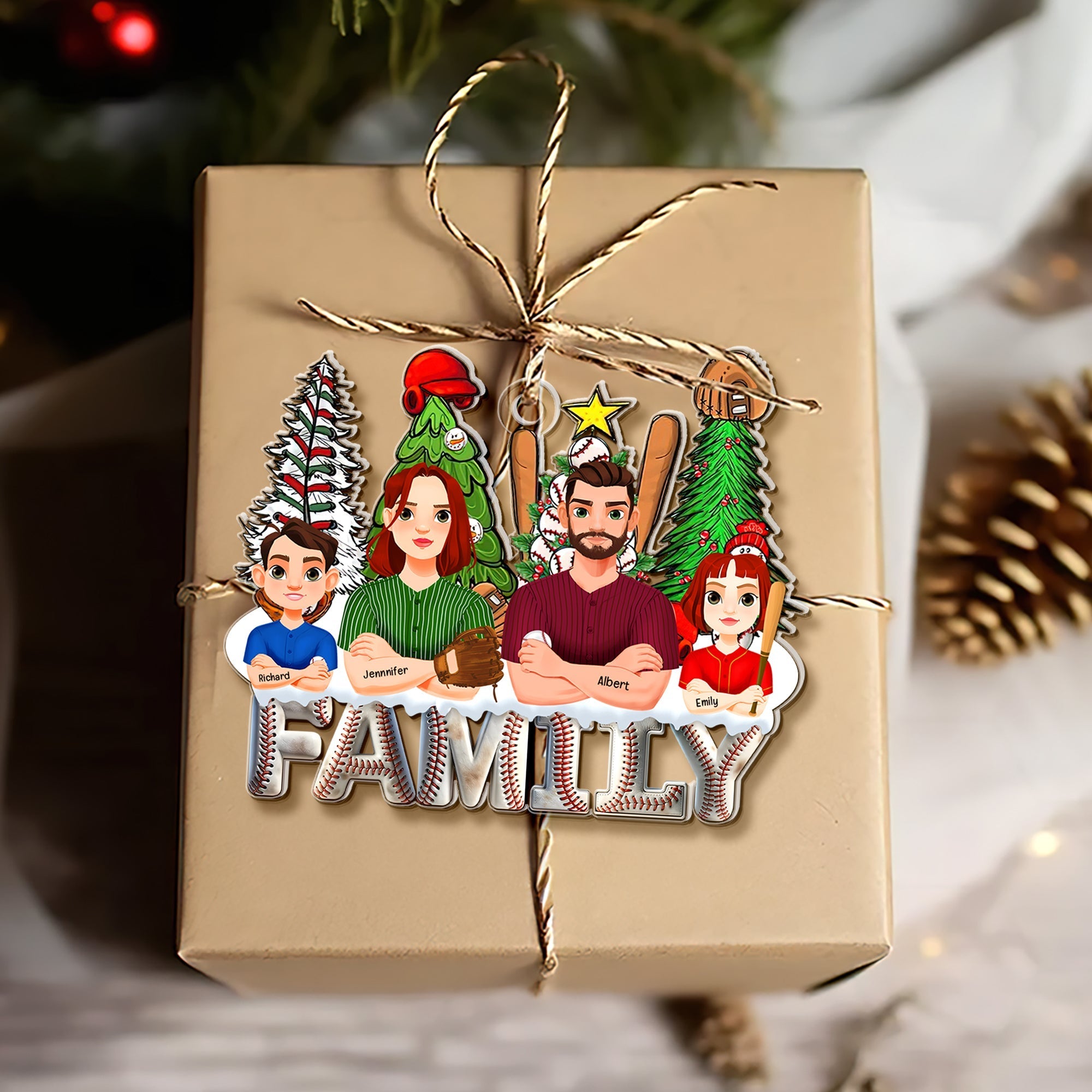 Personalized Baseball Family Acrylic Ornament - Custom Characters & Names Ornament PopCulturePrints