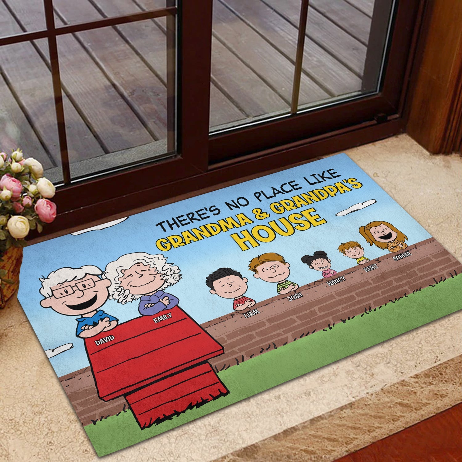 Personalized Grandparent Doormat - Custom Cartoon Family Design