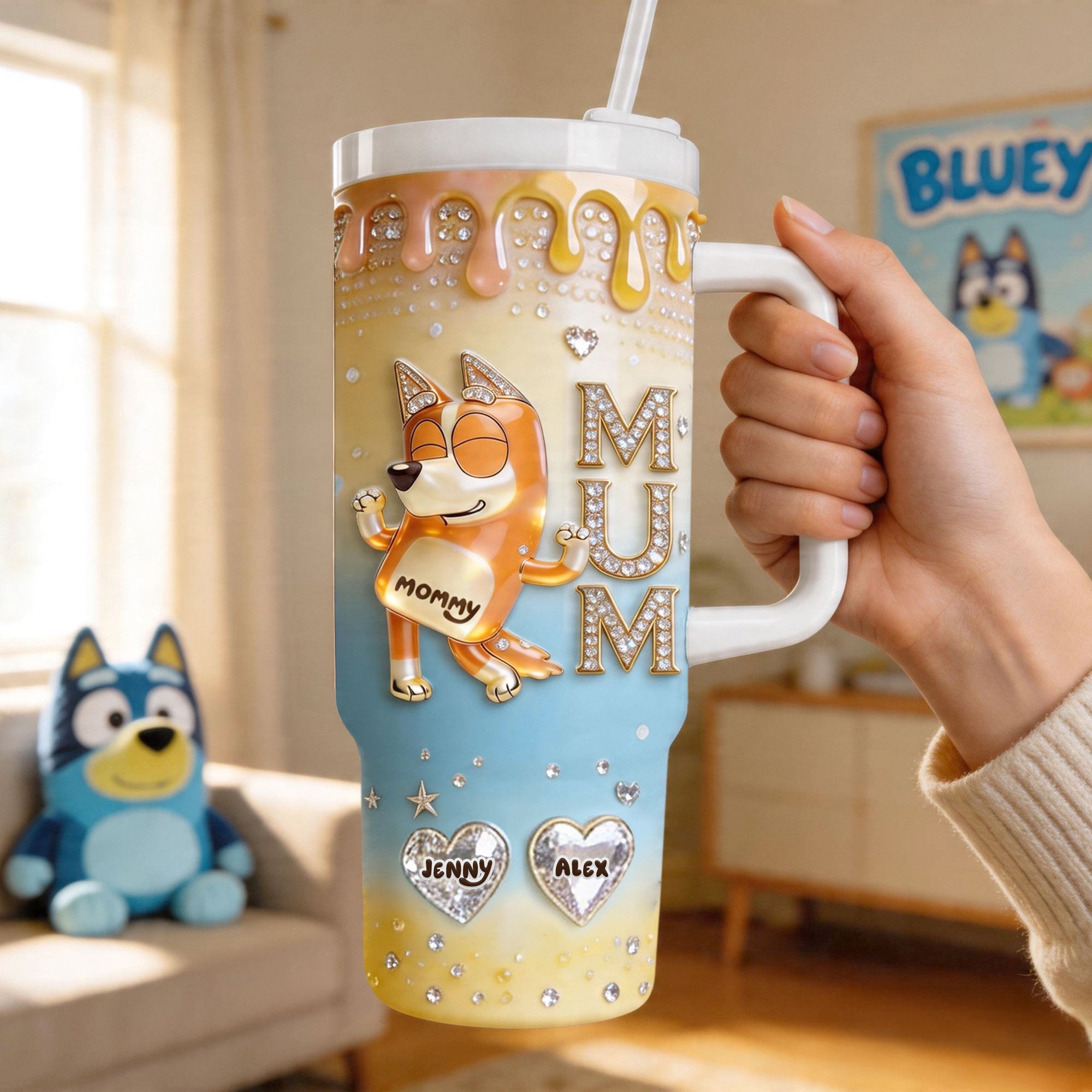 “Every Sip is a Hug” - Puppy Mum and Kids Tumbler - Personalized Gift for Mom and Grandma Tumbler Cup PopCulturePrints