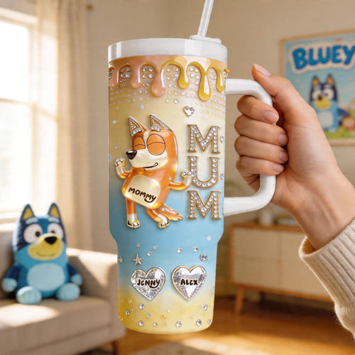 “Every Sip is a Hug” - Puppy Mum and Kids Tumbler - Personalized Gift for Mom and Grandma Tumbler Cup PopCulturePrints