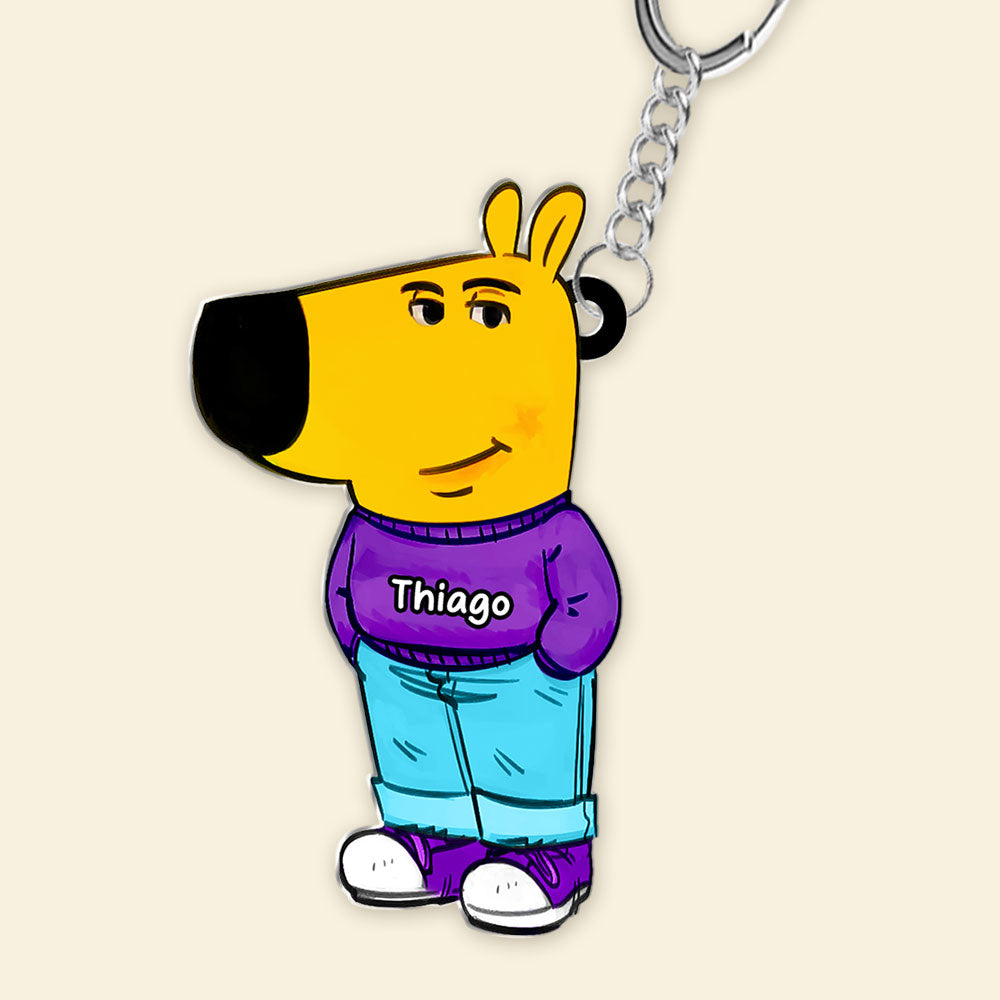Personalized Funny Dog Cartoon Keychain - Custom Name Gift Keychains PopCulturePrints