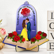 Load image into Gallery viewer, Personalized Romantic Wooden Sign for Couples - Love Lives On in Our Hearts Wood Sign PopCulturePrints
