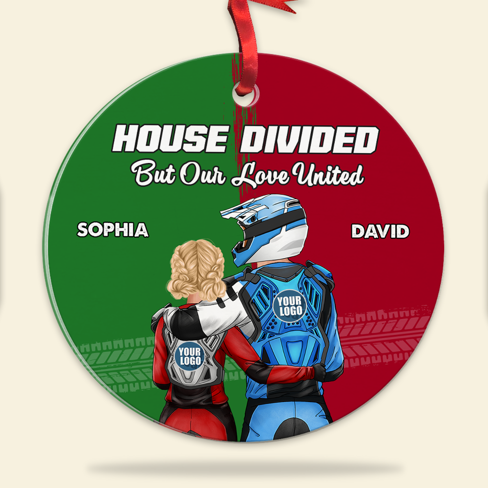 Custom Motocross Couple Ornament - Valentine's Day Gifts - Holiday Gift Ornament PopCulturePrints