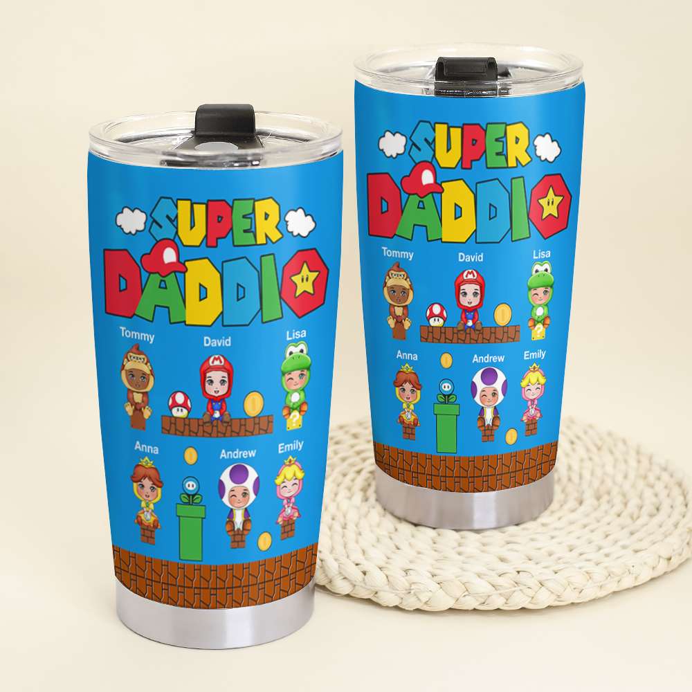 Super Daddio Personalized Tumbler - Perfect Gift for Fathers Tumbler Cup PopCulturePrints