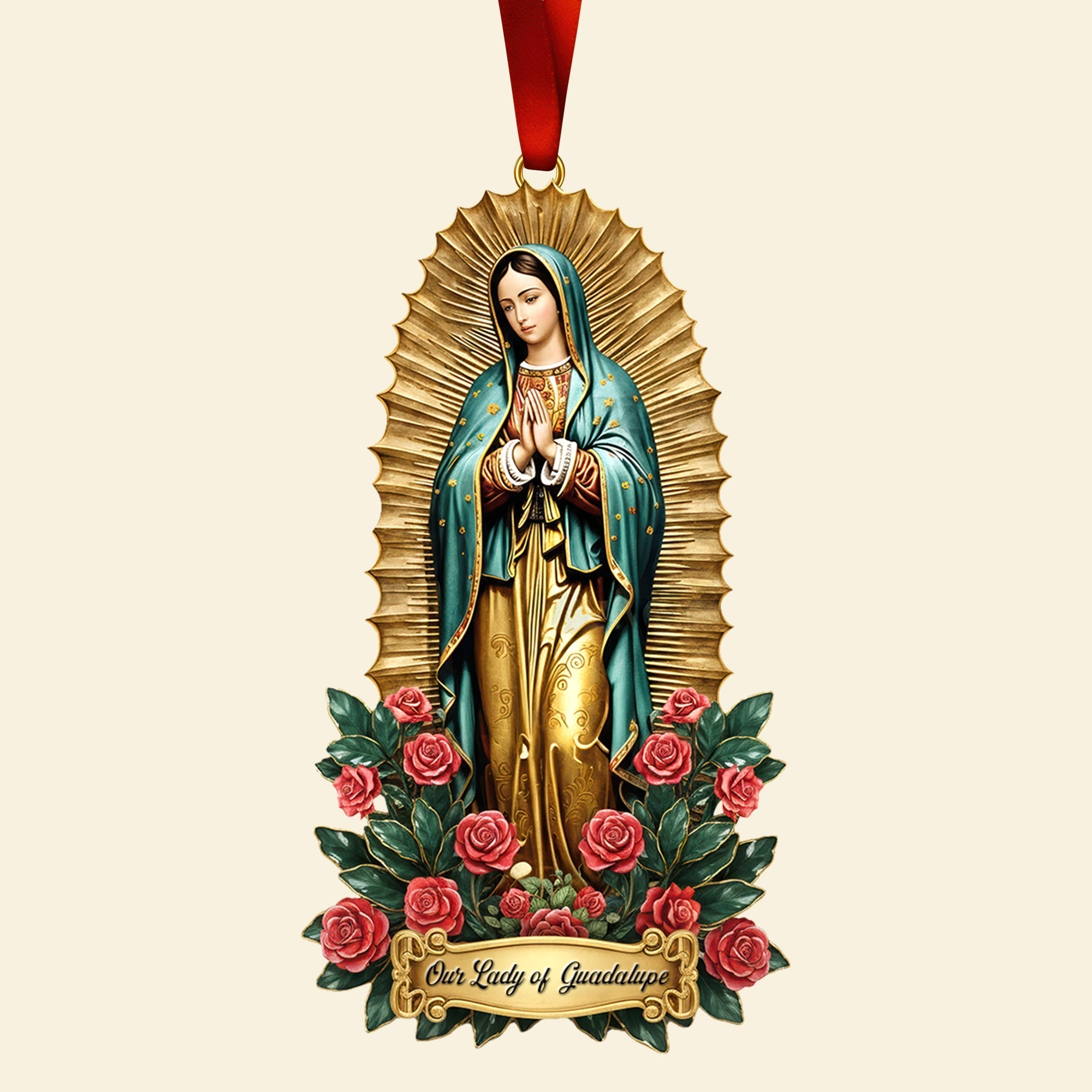 “Embrace the Blessings of Faith” - Personalized Our Lady of Guadalupe Acrylic Ornament, Gift for Catholic Friends and Family Ornament PopCulturePrints