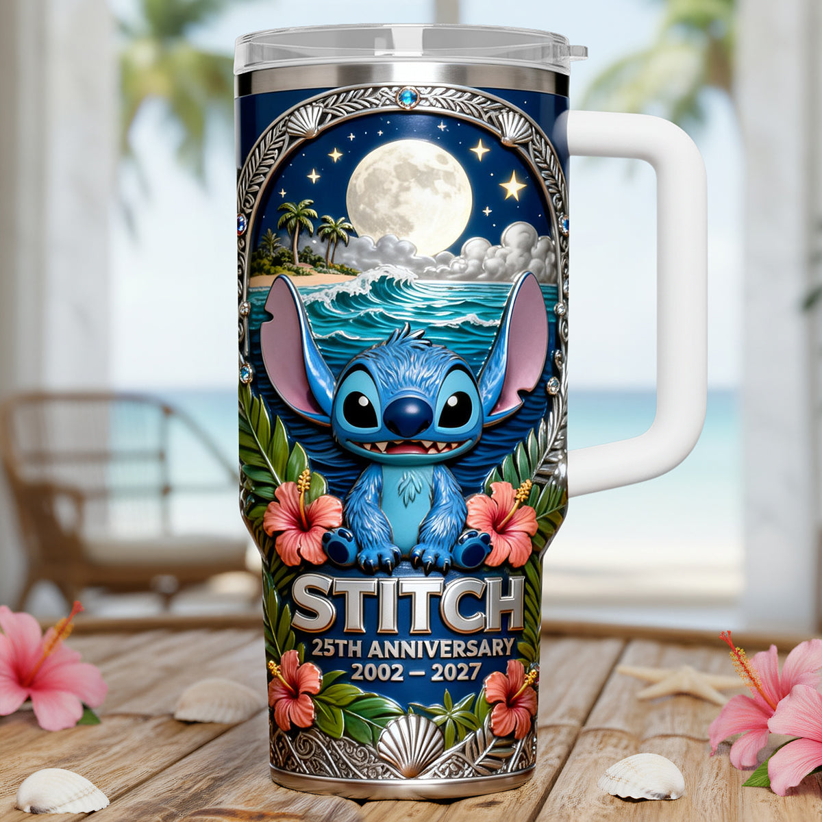 Celebrate Love with Stitch - Personalized 25th Anniversary Tumbler Tumbler Cup PopCulturePrints