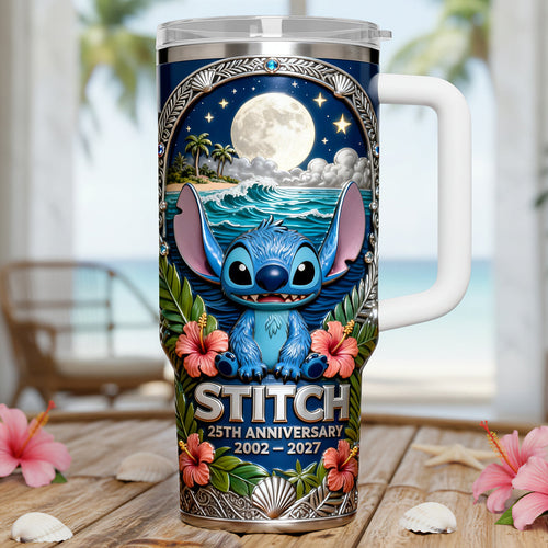 Celebrate Love with Stitch - Personalized 25th Anniversary Tumbler Tumbler Cup PopCulturePrints