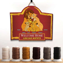 Load image into Gallery viewer, Personalized Family Welcome Home Wood Sign with Lion Family Theme
