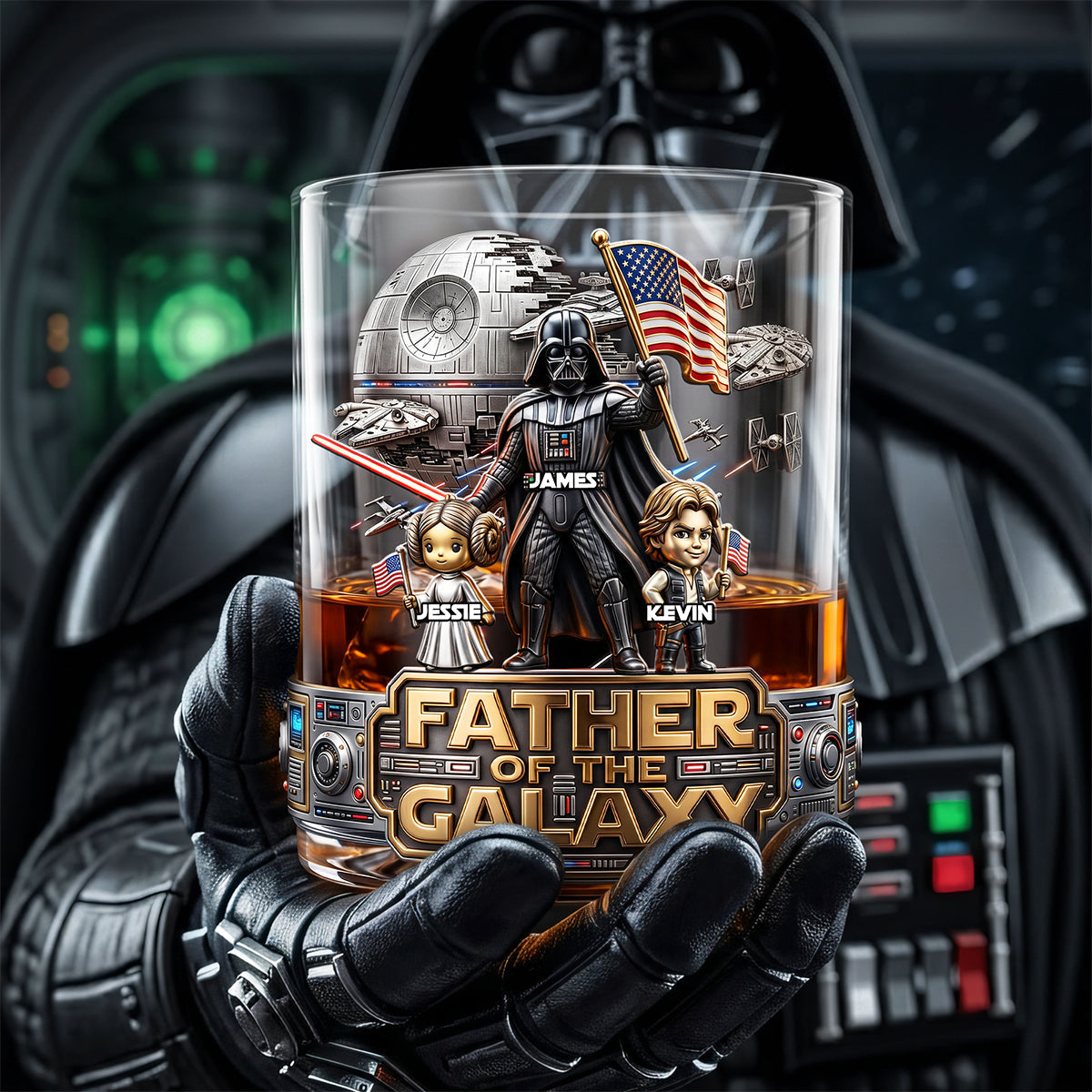 "Space Adventure Awaits - Personalized Round Glass Gift for Dad, Grandpa, and More!" Glass PopCulturePrints