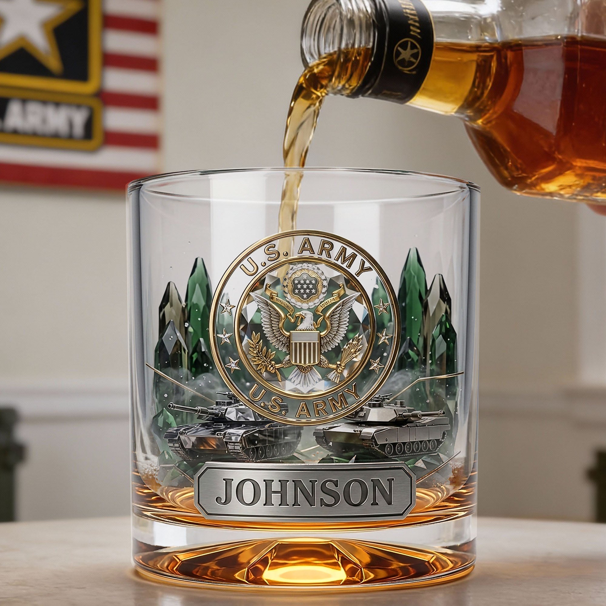 Honor & Celebrate Your Service: Military Forces 11oz Round Glass - Personalized Gift for Military Personnel Glass PopCulturePrints