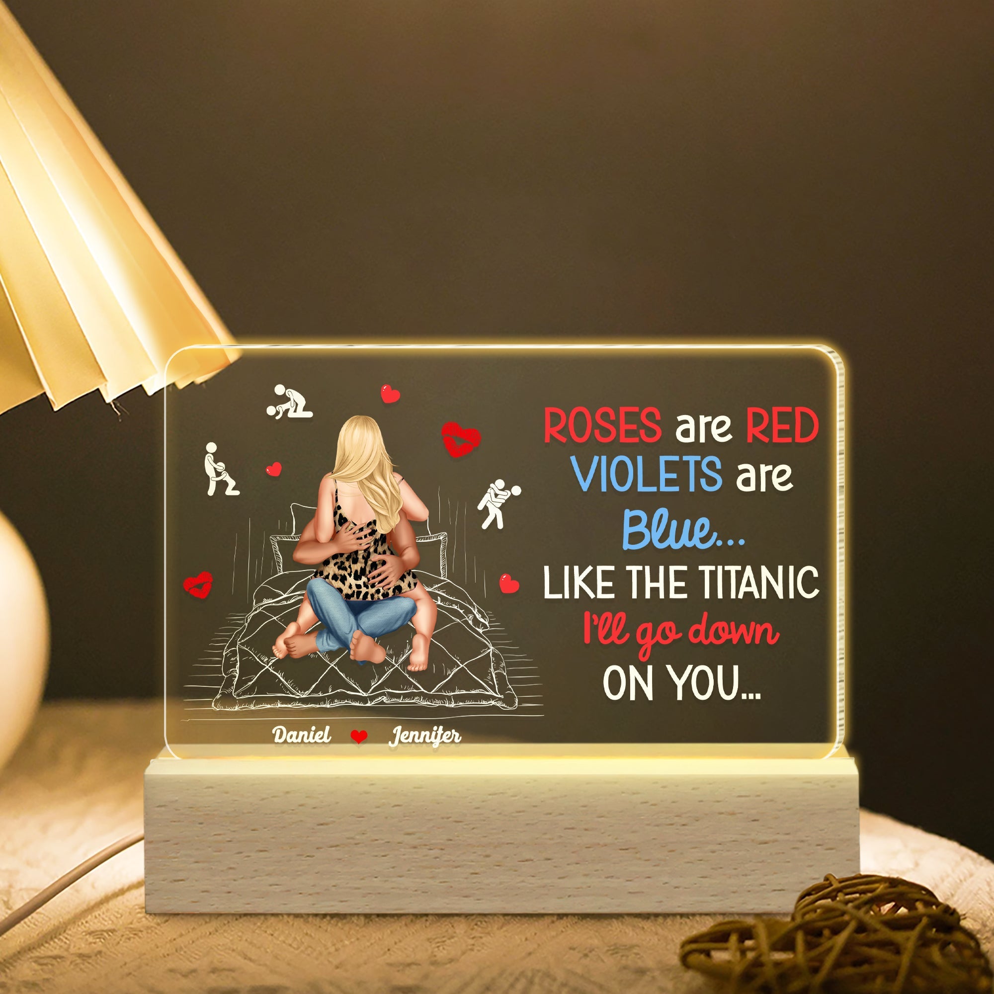 Personalized LED Light - Roses Are Red for Couples Led Night Light PopCulturePrints
