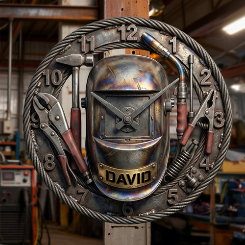 Time to Weld: Custom Welder Wall Clock - Perfect Gift for Welders and Tool Lovers Hanging Wall Clock PopCulturePrints