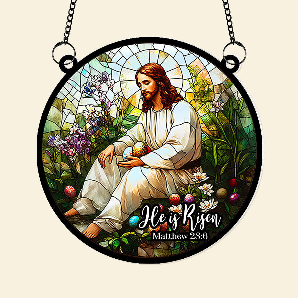 He is Risen Easter Suncatcher Ornament - Meaningful Gift Suncatcher PopCulturePrints