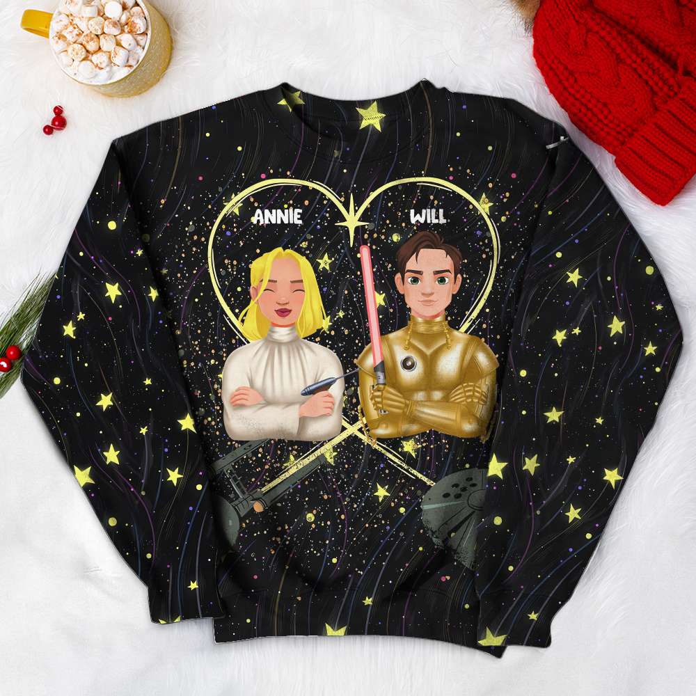 Personalized Couples 3D Hoodie - Galactic Love Edition