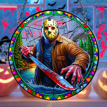 Load image into Gallery viewer, Custom Horror Movie Fan Stained Glass Ornament | Personalized Halloween Decoration
