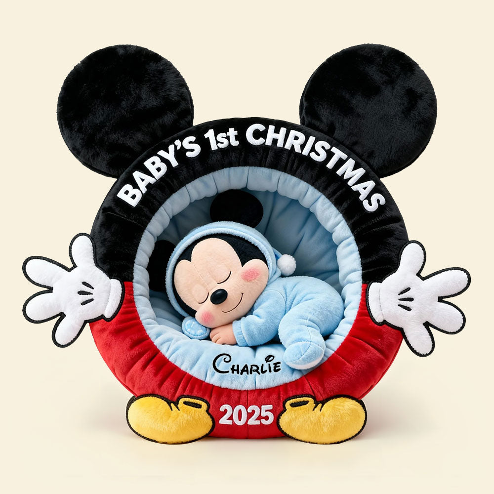 🎄 'A Magical First Christmas' - Cute Newborn Baby Custom Shape Pillow, Personalized Gift for Newborns, Infants & New Parents Pillow PopCulturePrints