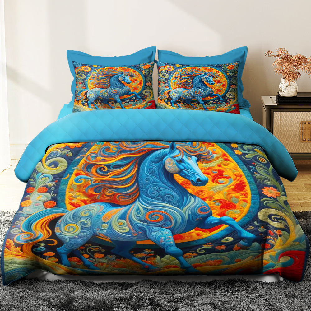 Vibrant Horse Lovers Quilt Bed Set Blanket PopCulturePrints