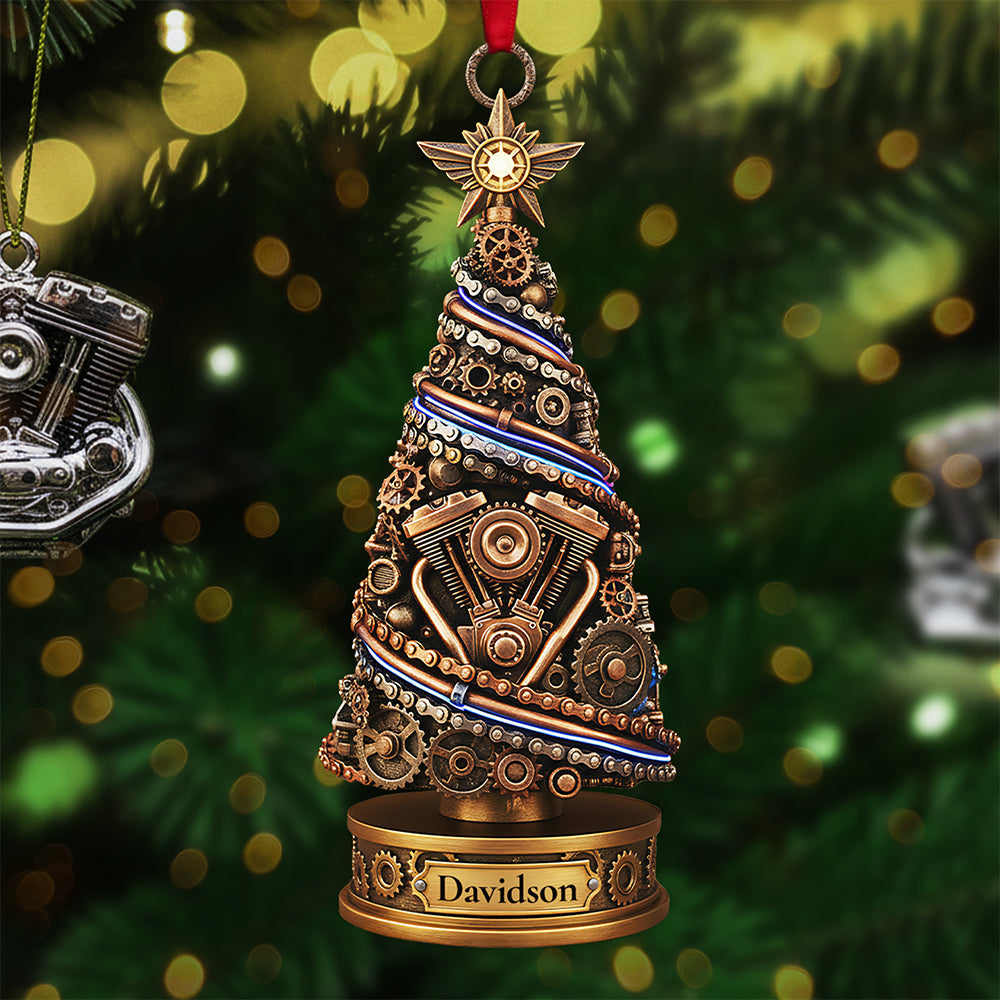 “Celebrate the Spirit of Mechanics” - Personalized Mechanic Christmas Ornament - Unique Gifts for Mechanics, Car Lovers, and Gearheads Ornament PopCulturePrints