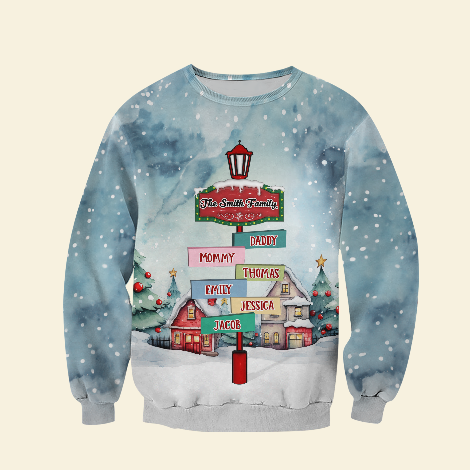 Custom Family Name 3D Sweatshirt - Holiday Edition