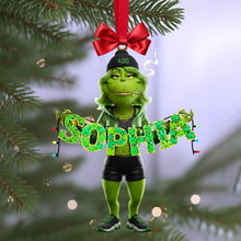 Load image into Gallery viewer, "Embrace Your Unique Vibe: Green Monster Alphabet Letter Ornament - Personalized Gift for Stoners" Ornament PopCulturePrints
