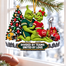 Load image into Gallery viewer, Divided by Teams, United by Love - Personalized Christmas Ornament for Couples
