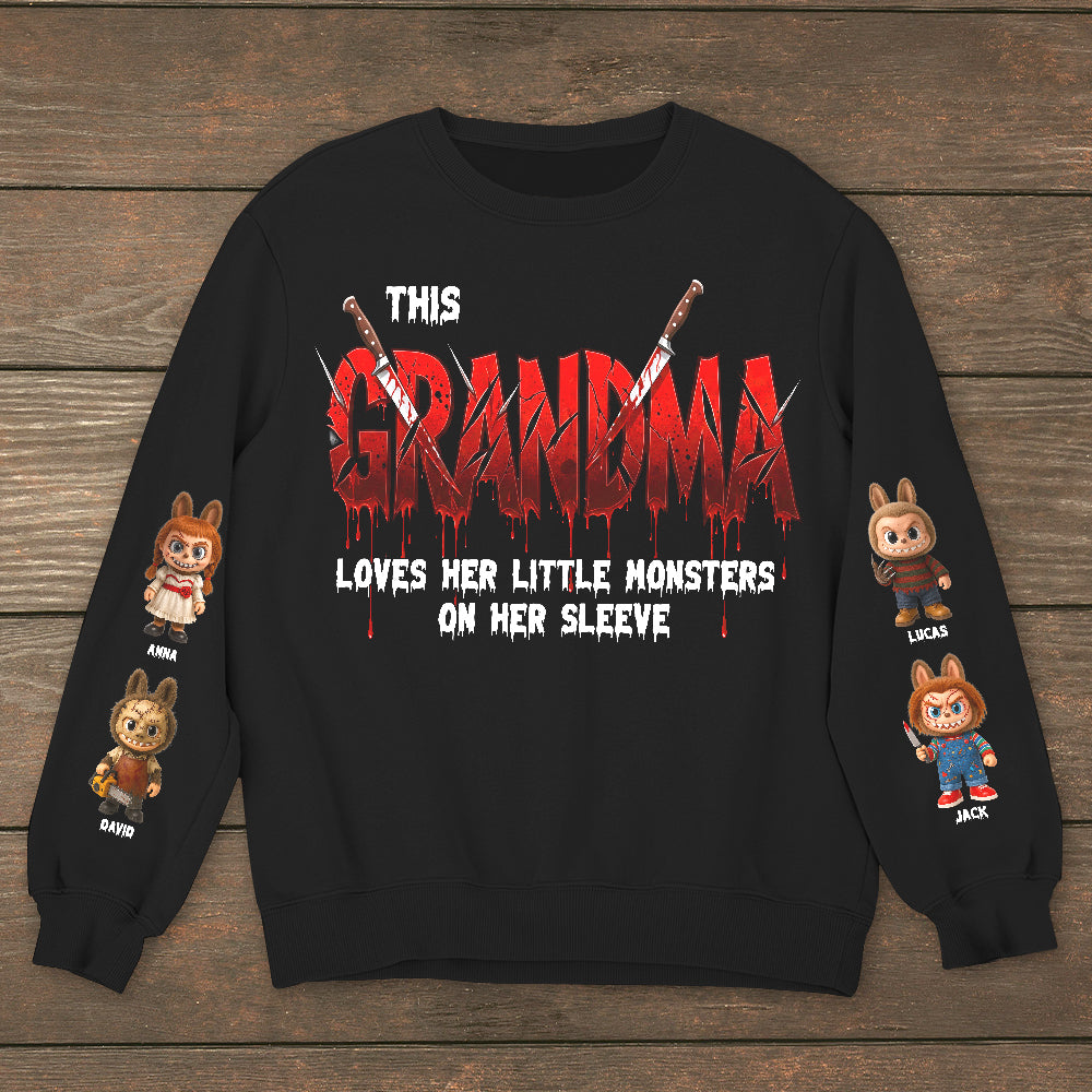 This Grandma Loves Her Little Monsters - Personalized Spooky Grandma Shirt AOP Products PopCulturePrints