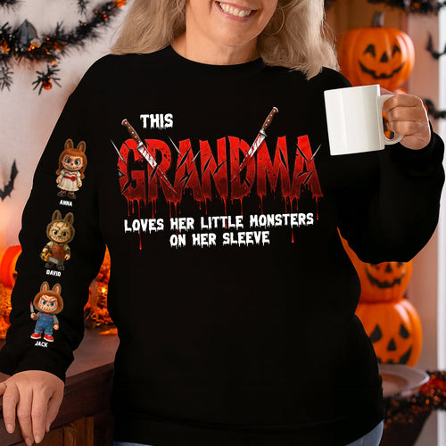 This Grandma Loves Her Little Monsters - Personalized Spooky Grandma Shirt AOP Products PopCulturePrints