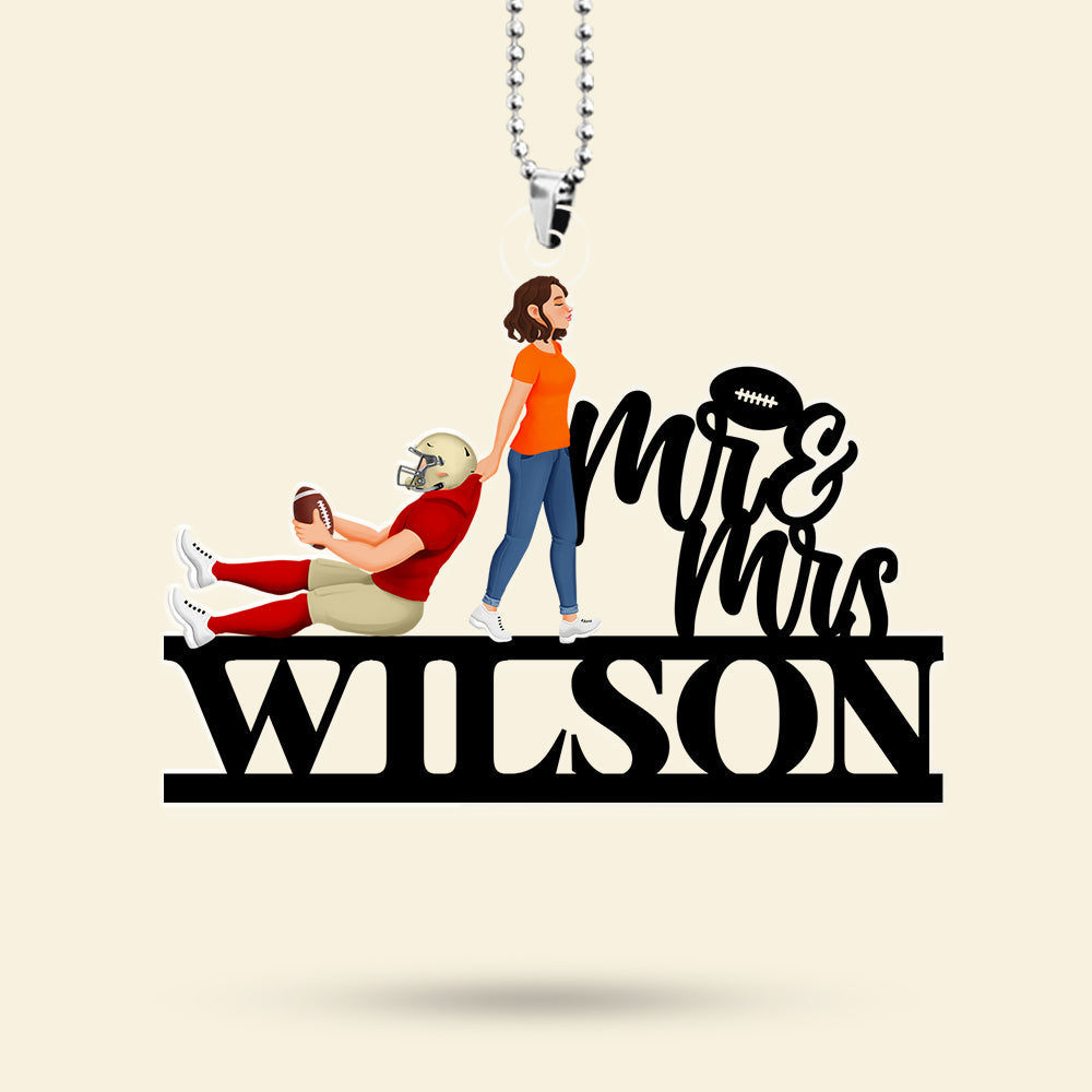 Personalized American Football Lover Car Ornament - Mr. & Mrs. Jones Ornament PopCulturePrints