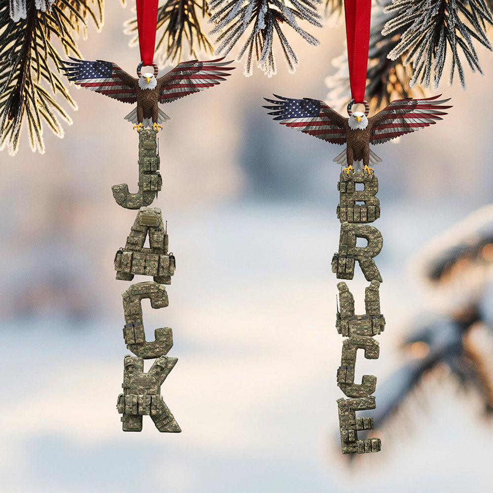 "Honor Your Loved Ones with Our Veteran Alphabet Acrylic Ornament - Personalized Gifts for Christmas for All Veterans and Their Families" Ornament PopCulturePrints