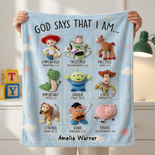 Load image into Gallery viewer, God Says That I Am... Blanket - Personalized Gift for Anniversaries Blanket PopCulturePrints
