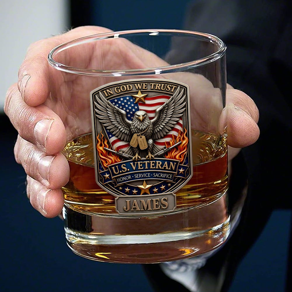 In God We Trust - Personalized Veteran Decanter Set for Honoring Heroes Bottle PopCulturePrints
