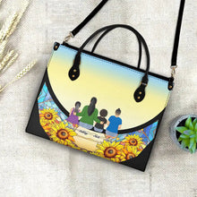 Load image into Gallery viewer, &quot;Grandma and Grandkids, Together on the Moon&quot; - Personalized Leather Bag - A Meaningful Gift for Grandma and Mom Leather Bag PopCulturePrints

