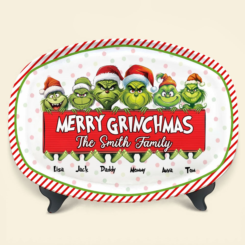 Personalized Grinch Family Christmas Plate Plates PopCulturePrints