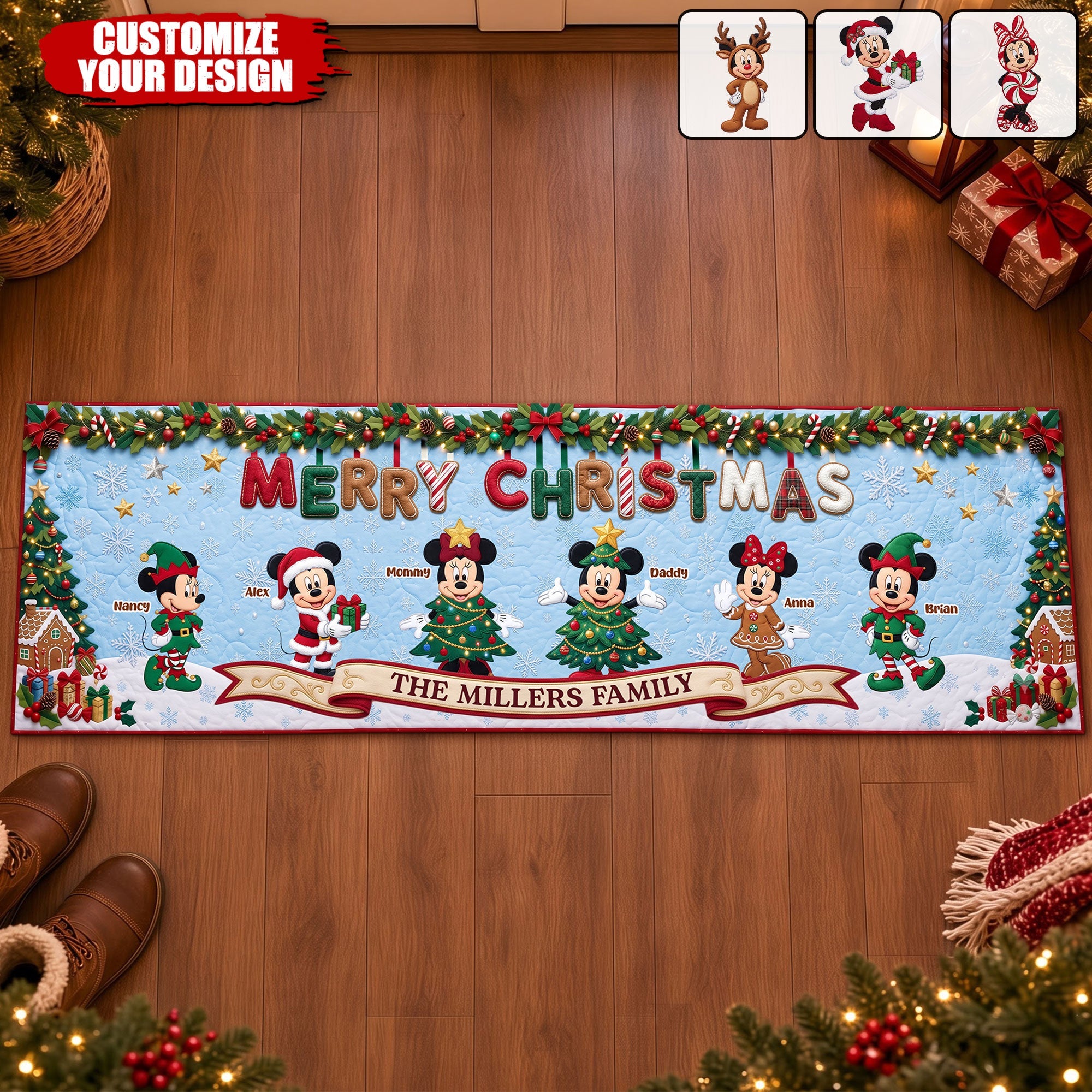 “Merry Christmas from The Millers Family!” – Personalized Christmas Runner Rug – Perfect Gift for Family & Friends