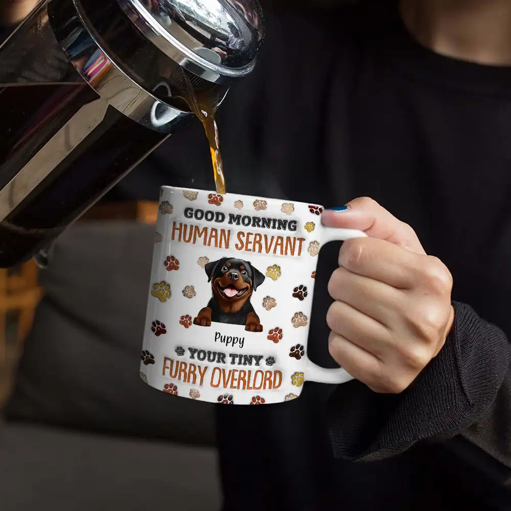 Good Morning Human Servant - Funny Cat Personalized Mug Mug PopCulturePrints
