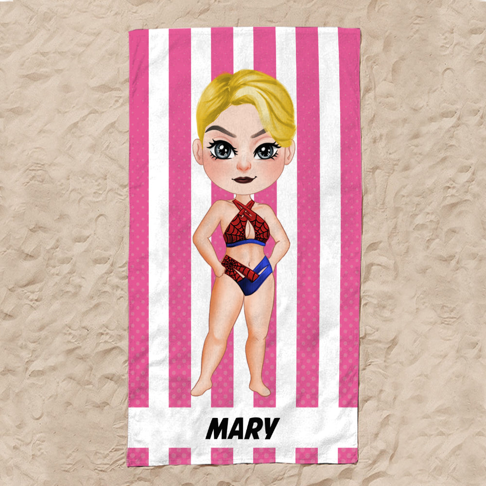 Personalized Superhero Kid Jigsaw Puzzle - Custom Name & Face Beach Towel PopCulturePrints