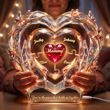 Load image into Gallery viewer, "You're the piece that holds us together" - Personalized Mommy Heart Lightbox Gift for Mom, Grandma, and Loved Ones Light Box PopCulturePrints
