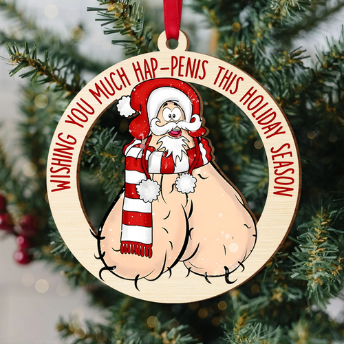 Humorous Santa Christmas Ornament for Couples - Funny Valentine's Day Gifts Ornament PopCulturePrints