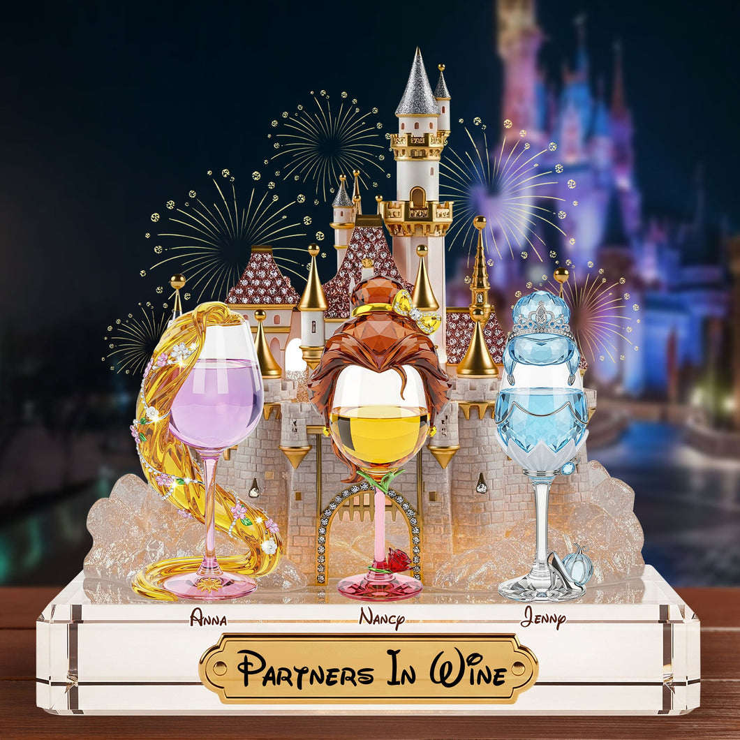 Partners In Wine - Personalized Drink Princess Besties Plaque Shaped Plaques PopCulturePrints