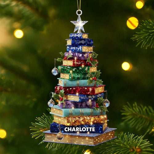 “A Gift for Every Book Lover” - Personalized Christmas Book Tree Ornament - Custom Gift for Readers and Literature Enthusiasts Ornament PopCulturePrints