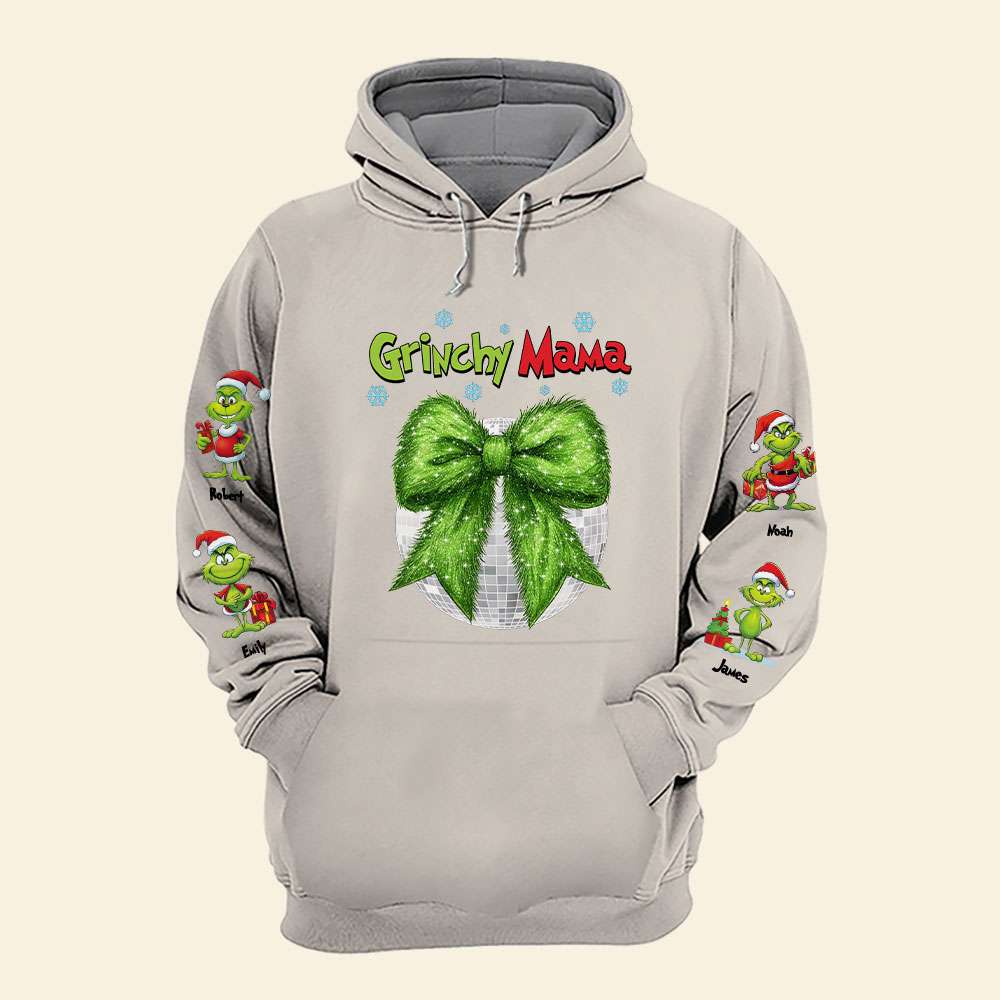 Grinchy Mama Personalized Christmas Sweatshirt AOP Products PopCulturePrints