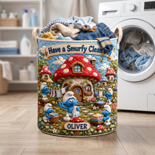 Load image into Gallery viewer, Blue Forest Friends Quilted Laundry Basket - Personalized Gifts 05hadh090726 Laundry Basket PopCulturePrints

