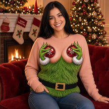 Load image into Gallery viewer, "Bring Holiday Cheer with a Twist!" - Funny Merry Mischief Ugly Sweater - Personalized Gift for Her

