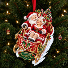 Load image into Gallery viewer, "Together is Our Favorite Place to Be" - Personalized Xmas Santa Couple Riding in A Sleigh Ornament - Perfect Gift for Couples Ornament PopCulturePrints
