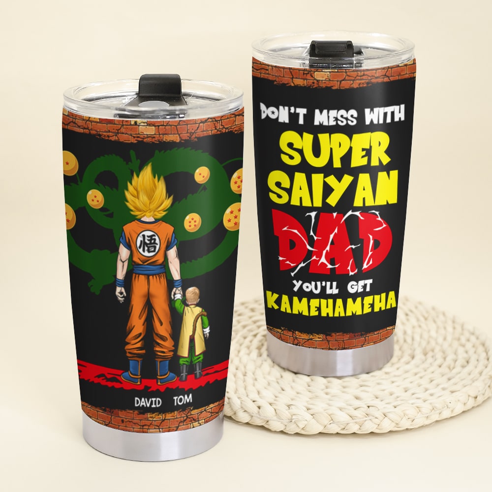 Personalized Super Saiyan Dad Tumbler - Don't Mess With Dad Gift