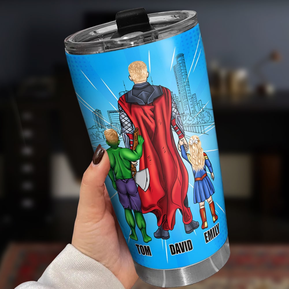 Personalized Super Dad Hero Tumbler